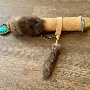 Vintage James Dana Hill The Shaman Brass Suede Fur Handheld Kaleidoscope